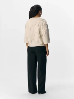 Object naisten pusero, OBJLIV RE 3/4 SWEATSHIRT CC2 SS Sandshell