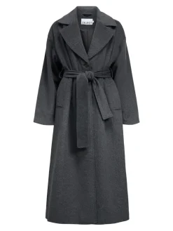 Object naisten villakangastakki OBJAUBREY L/S LO COAT 141, Medium Grey Melange