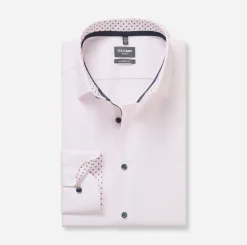 Olymp kauluspaidat Luxor Modern Fit Striped Contrast Print, raidallinen pinkki