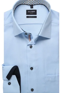 Olymp kauluspaita + Hiha Luxor Modern Fit Contrast Print, vaaleansininen