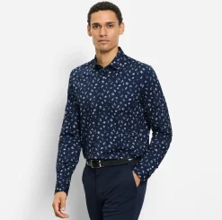 Olymp kauluspaita 24/7 Level 5 Body Fit Jersey, sininen kuosi