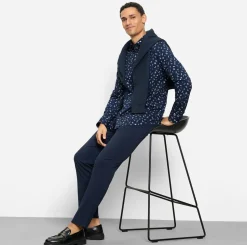 Olymp kauluspaita 24/7 Level 5 Body Fit Jersey, sininen kuosi