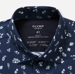 Olymp kauluspaita 24/7 Level 5 Body Fit Jersey, sininen kuosi