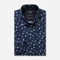 Olymp kauluspaita 24/7 Level 5 Body Fit Jersey, sininen kuosi