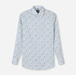 Olymp kauluspaita +Hiha Luxor Modern Fit Floral Print, valkopohjainen kuosi