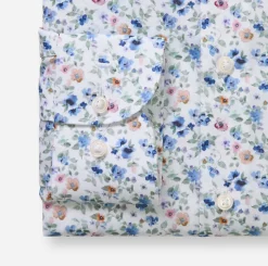Olymp kauluspaita +Hiha Luxor Modern Fit Floral Print, valkopohjainen kuosi