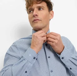 Olymp kauluspaita Level 5 Body Fit Climate Control Perform, sininen kuosi