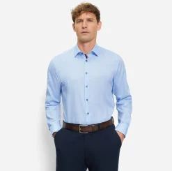 Olymp kauluspaita Level 5 Body Fit Contrast Trim Floral, vaaleansininen