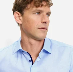 Olymp kauluspaita Level 5 Body Fit Contrast Trim Floral, vaaleansininen