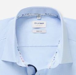 Olymp kauluspaita Level 5 Body Fit Contrast Trim Floral, vaaleansininen