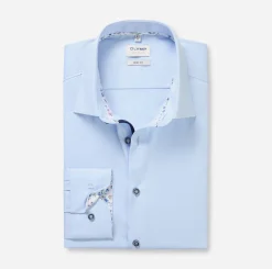 Olymp kauluspaita Level 5 Body Fit Contrast Trim Floral, vaaleansininen