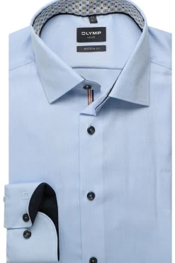 Olymp kauluspaita Luxor Modern Fit Contrast Print, vaaleansininen