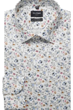 Olymp kauluspaita Luxor Modern Fit Floral Print, valkopohjainen kuosi