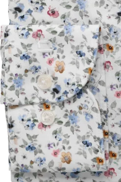 Olymp kauluspaita Luxor Modern Fit Floral Print, valkopohjainen kuosi