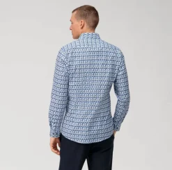 Olymp level five kauluspaita, body fit Sininen Kuosi