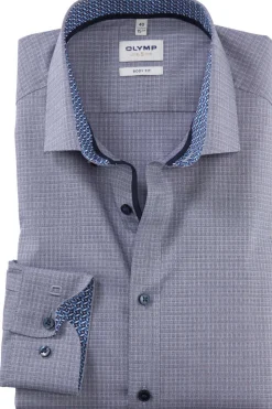 Olymp Level Five Kauluspaita, Body fit +hiha Sininen Kuosi