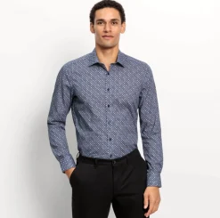 Olymp level five kauluspaita, body fit Sininen Kuosi