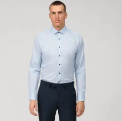 Olymp level five kauluspaita, body fit Keskisininen