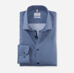 Olymp Level Five Kauluspaita, Body fit Sininen Kuosi