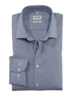 Olymp Level Five Kauluspaita, Body fit Sininen Kuosi