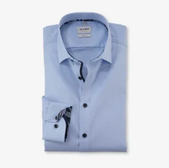 Olymp level five kauluspaita, body fit Keskisininen