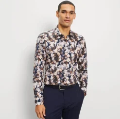 Olymp level five kauluspaita, body fit Sininen Kuosi