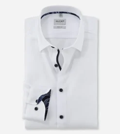 Olymp level five kauluspaita, body fit Valkoinen