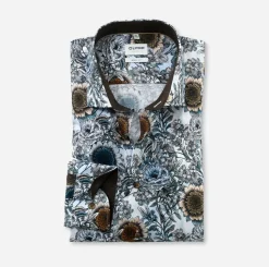 Olymp Level Five Kauluspaita, Body fit Sininen Kuosi