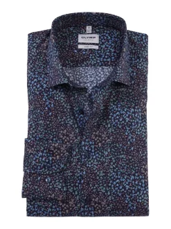 Olymp Level Five Kauluspaita, Body fit Sininen Kuosi