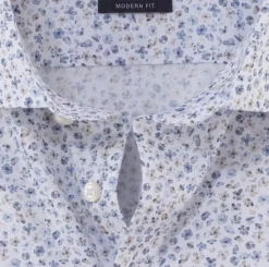 Olymp luxor kauluspaita, Modern fit Valkopohjainen Kuosi