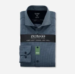 Olymp Miesten Bisnespaita 2016-84-11 SNOS JERSEY BODY FIT Sininen Kuosi