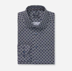 Olymp miesten kauluspaita, 042 LUXOR MODERN FIT MICRO PRINT Sininen Kuosi