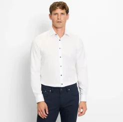 Olymp miesten kauluspaita, 051 LEVEL 5 BODY FIT CONTRAST + HIHA Valkoinen