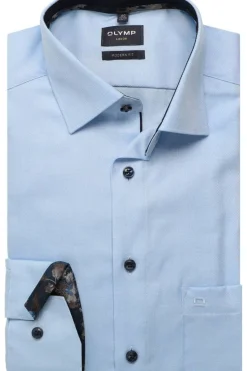 Olymp miesten kauluspaita, 042 LUXOR MODERN FIT CONTRAST WOVEN Vaaleansininen
