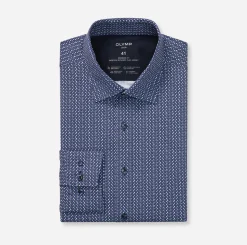 Olymp miesten kauluspaita 042 LUXOR MODERN FIT JERSEY, sininen kuosi