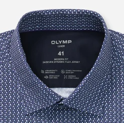 Olymp miesten kauluspaita 042 LUXOR MODERN FIT JERSEY, sininen kuosi