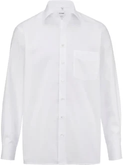 Olymp Miesten Kauluspaita, White Comfort Fit Valkoinen