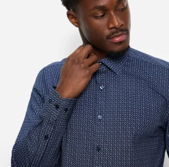 Olymp miesten kauluspaita 097 24/7 - LEVEL 5 JERSEY BODY FIT, sininen kuosi