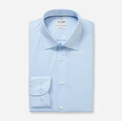 Olymp miesten kauluspaita Level 5 Body Fit Stretch Easy Iron, vaaleansininen