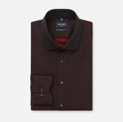 Olymp miesten kauluspaita 042 LUXOR MODERN FIT SATIN, viininpunainen
