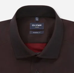 Olymp miesten kauluspaita 042 LUXOR MODERN FIT SATIN, viininpunainen