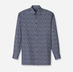 Olymp miesten kauluspaita, 042 LUXOR MODERN FIT FLORAL PRINT Tummansininen