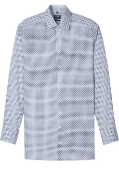 Olymp miesten kauluspaita, 042 LUXOR MODERN FIT MICRO PRINT Valkopohjainen Kuosi