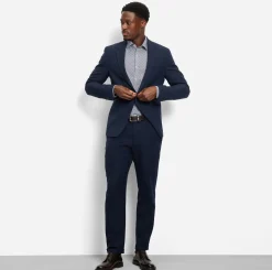 Olymp miesten kauluspaita, 051 LEVEL 5 BODY FIT COTTON PRINT Sininen Kuosi