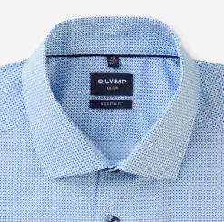 Olymp miesten lyhythihainen kauluspaita, 1264-72-11 SS SEASONAL SHIRT Sininen Kuosi