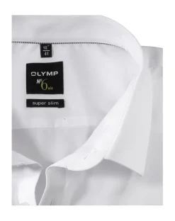Olymp No 6 Kauluspaita, Super Slim Valkoinen