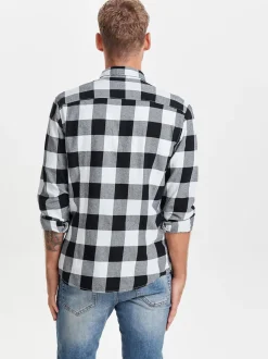 Only & Sons Ruudullinen Kauluspaita Valkoinen Ruutu