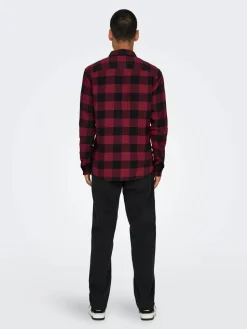 Only & Sons Ruudullinen Kauluspaita Cabernet