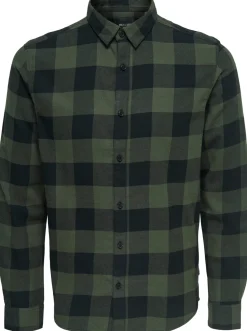Only & Sons Ruudullinen Kauluspaita Vihreä Ruutu
