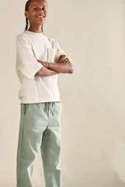 Only and Sons Junior lasten housut, OSJLINUS COTTON LINEN PANT Vihreä